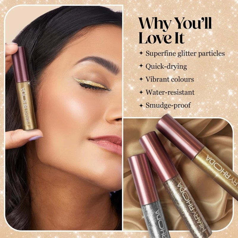Hilary Rhoda Gel Showstopper Eyeliner | Smudge-Proof & Metallic Glitter | Water-Resistant | 5Ml (Bride Gold- Shade 10) thumbnail 4